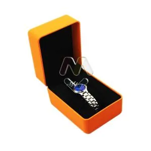 Caja de regalo de reloj de cuero de gamuza Embalaje en color naranja suave al tacto