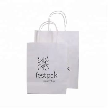 Pequeñas bolsas de papel con asas para la ropa